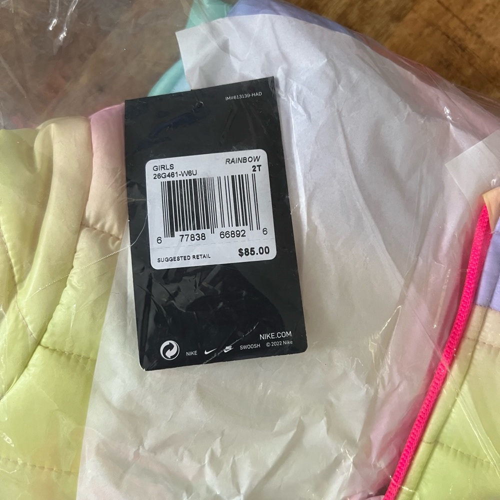 Nike Girls rainbow puffer coat. Girls toddler jacket. Colorful and girly. - Picture 5 of 5